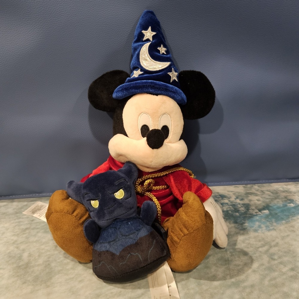 Disney Sorcerer Mickey Plush Fantasia Bundle + Fantasmic Dragon Wishable‎
